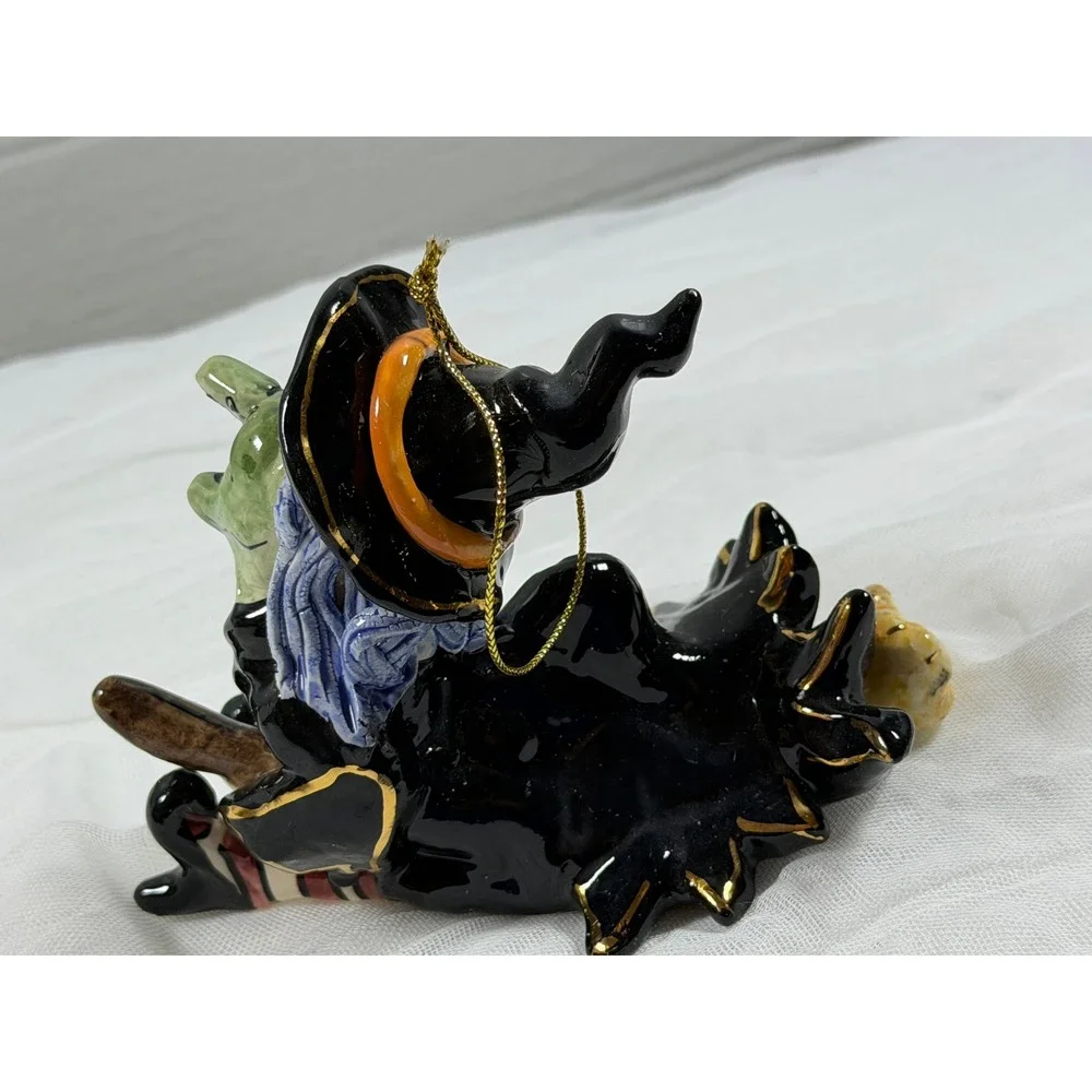 Blue Sky Clayworks Heather Goldminc Ceramic Witch Broom Ornament HW 22081
